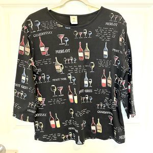 Jess & Jane Blouse Women’s Large Cotton Wine Country Merlot Pinot Made In USA